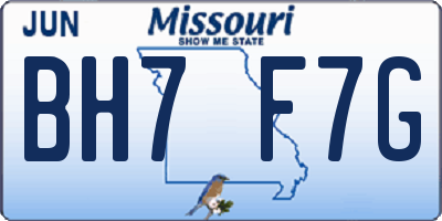 MO license plate BH7F7G