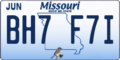 MO license plate BH7F7I