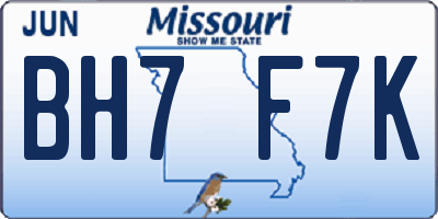 MO license plate BH7F7K
