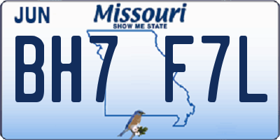 MO license plate BH7F7L