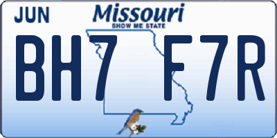 MO license plate BH7F7R