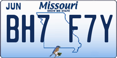 MO license plate BH7F7Y