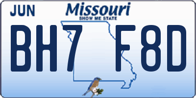 MO license plate BH7F8D