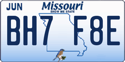 MO license plate BH7F8E
