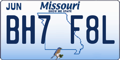 MO license plate BH7F8L