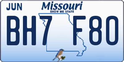 MO license plate BH7F8O