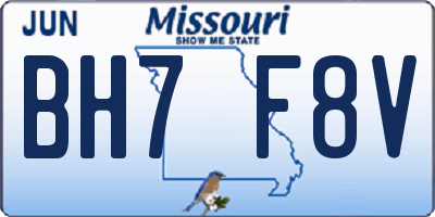 MO license plate BH7F8V