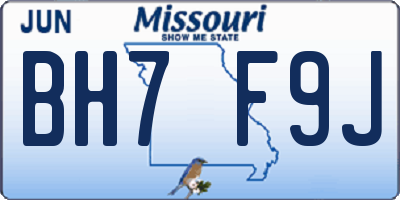 MO license plate BH7F9J