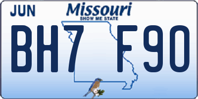 MO license plate BH7F9O