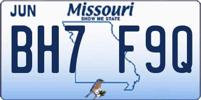 MO license plate BH7F9Q