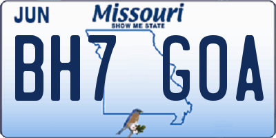 MO license plate BH7G0A