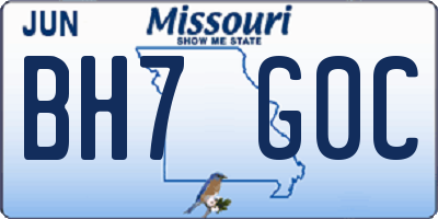 MO license plate BH7G0C