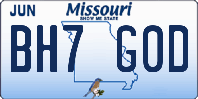 MO license plate BH7G0D