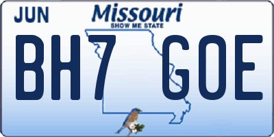MO license plate BH7G0E