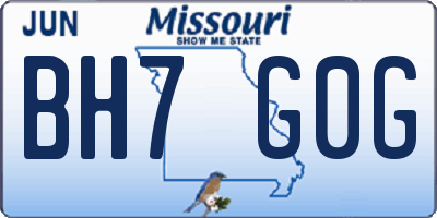 MO license plate BH7G0G