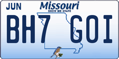 MO license plate BH7G0I