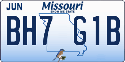 MO license plate BH7G1B