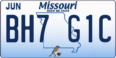 MO license plate BH7G1C