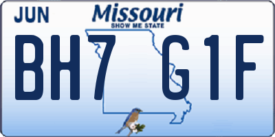 MO license plate BH7G1F