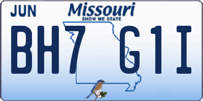 MO license plate BH7G1I