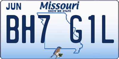 MO license plate BH7G1L