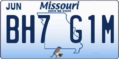 MO license plate BH7G1M