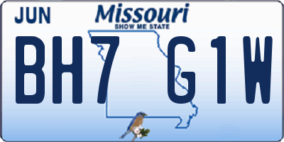MO license plate BH7G1W