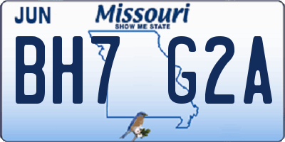 MO license plate BH7G2A