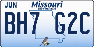 MO license plate BH7G2C