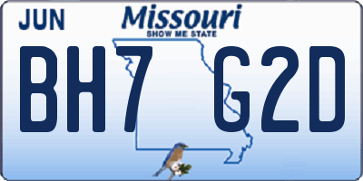 MO license plate BH7G2D