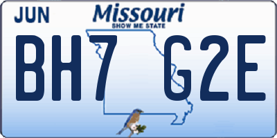 MO license plate BH7G2E
