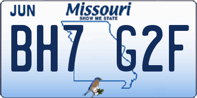 MO license plate BH7G2F