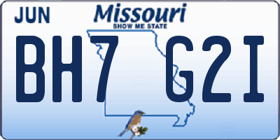MO license plate BH7G2I