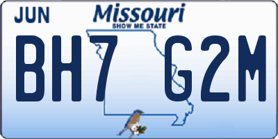 MO license plate BH7G2M