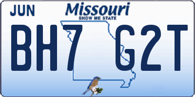 MO license plate BH7G2T