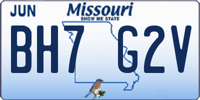 MO license plate BH7G2V