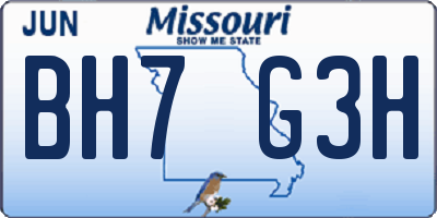 MO license plate BH7G3H