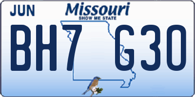 MO license plate BH7G3O