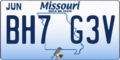 MO license plate BH7G3V