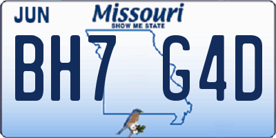 MO license plate BH7G4D