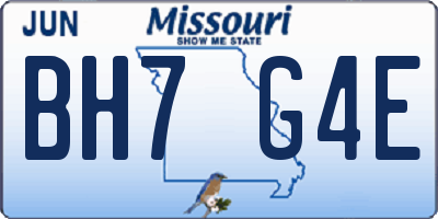 MO license plate BH7G4E