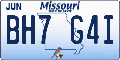 MO license plate BH7G4I