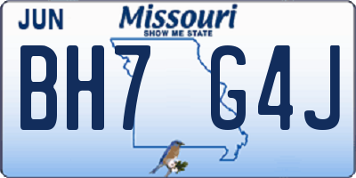 MO license plate BH7G4J