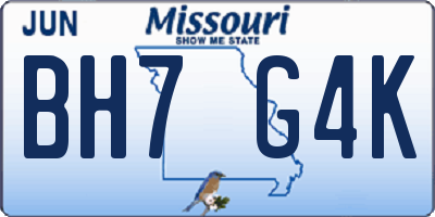 MO license plate BH7G4K