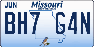 MO license plate BH7G4N