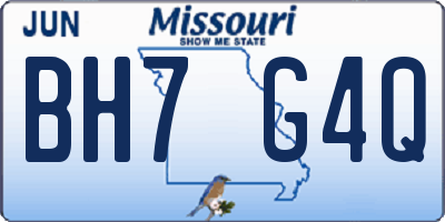 MO license plate BH7G4Q