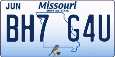 MO license plate BH7G4U