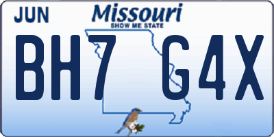 MO license plate BH7G4X