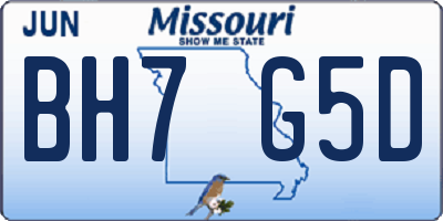 MO license plate BH7G5D