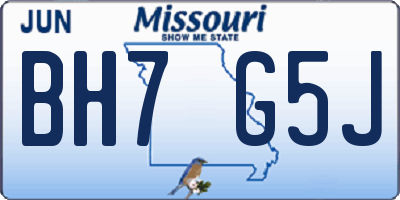 MO license plate BH7G5J